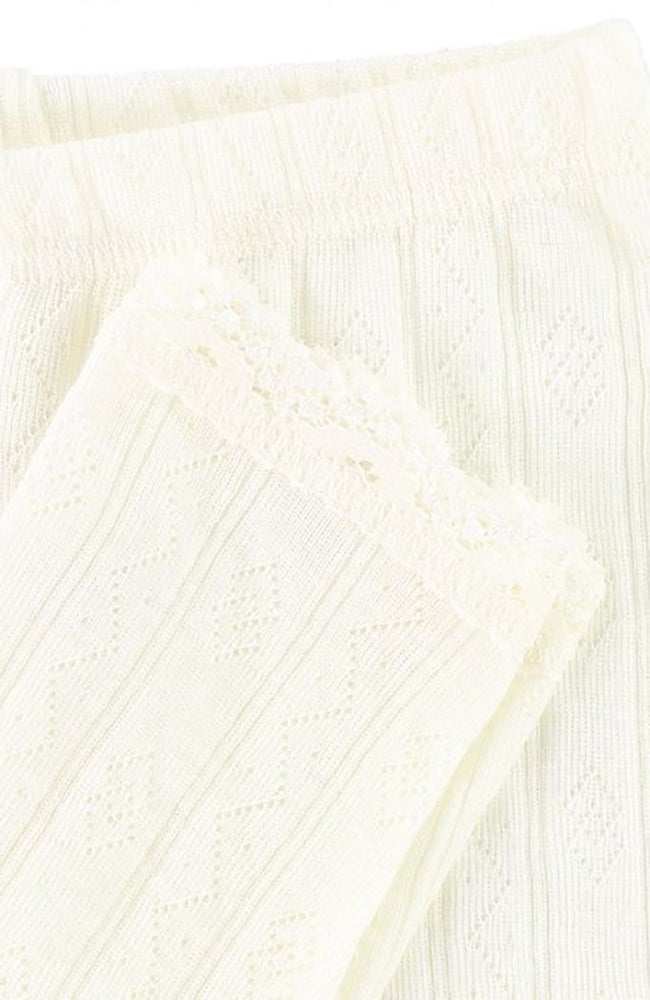 Wool/Silk Leggings w/ Lace - Nature white